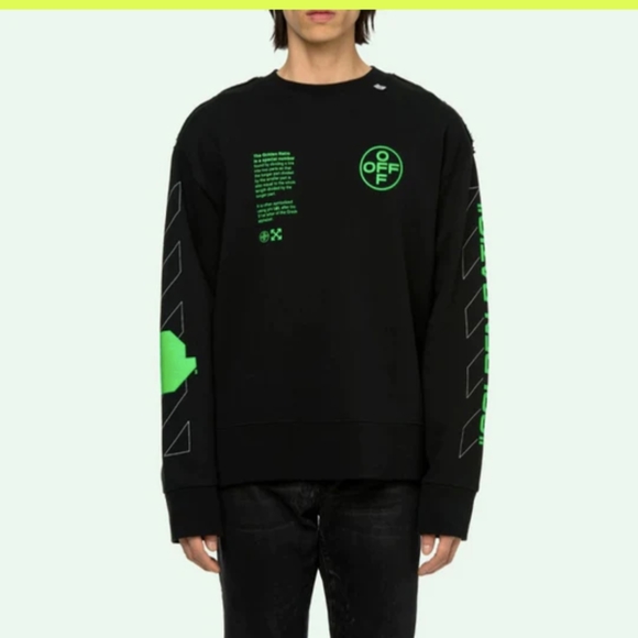 Off-White Other - OFF-WHITE Black Fluorescence Arrows c/o Virgin Sketch Mens Logo sweatshirt sz L